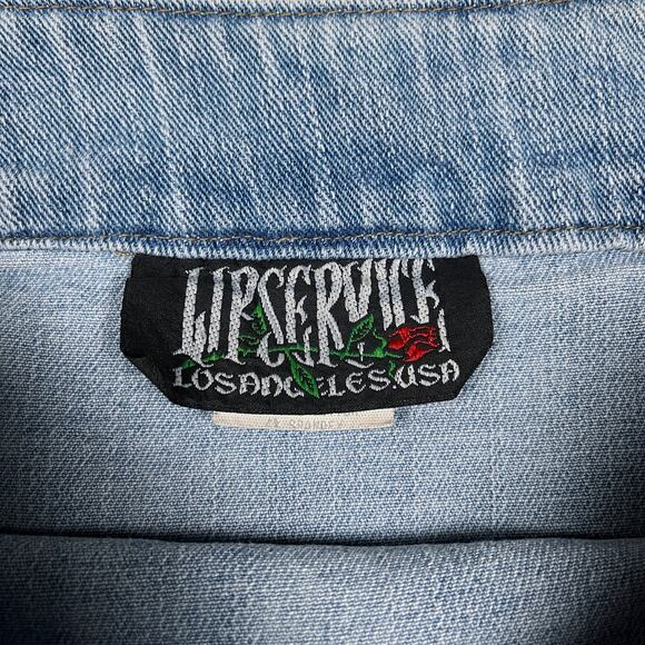 Vintage Lip Service Denim Lace Up Mini Jean Skirt Light Wash Blue Y2K Western - Picture 7 of 16